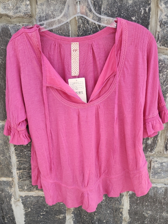 Free People Tops - Free People Rose Scoop Neck Short Sleeve Top Small